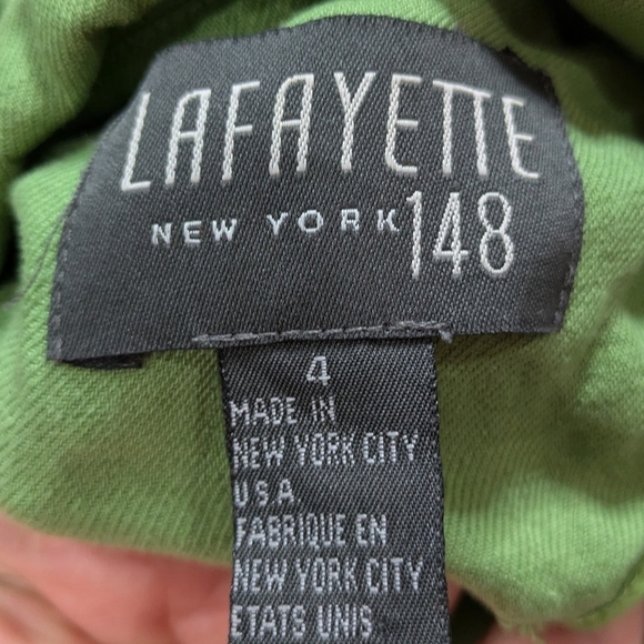 Lafayette 148 green linen 1/2 sleeve button up jacket dress 4 - Picture 9 of 11